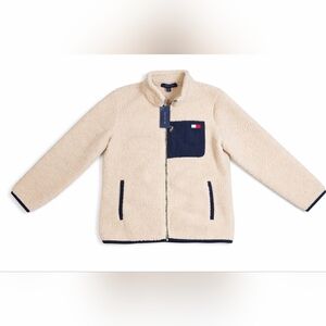 NWT Tommy Hilfiger Women’s Cream Sherpa Fleece Jacket M Zip-Up Coat
